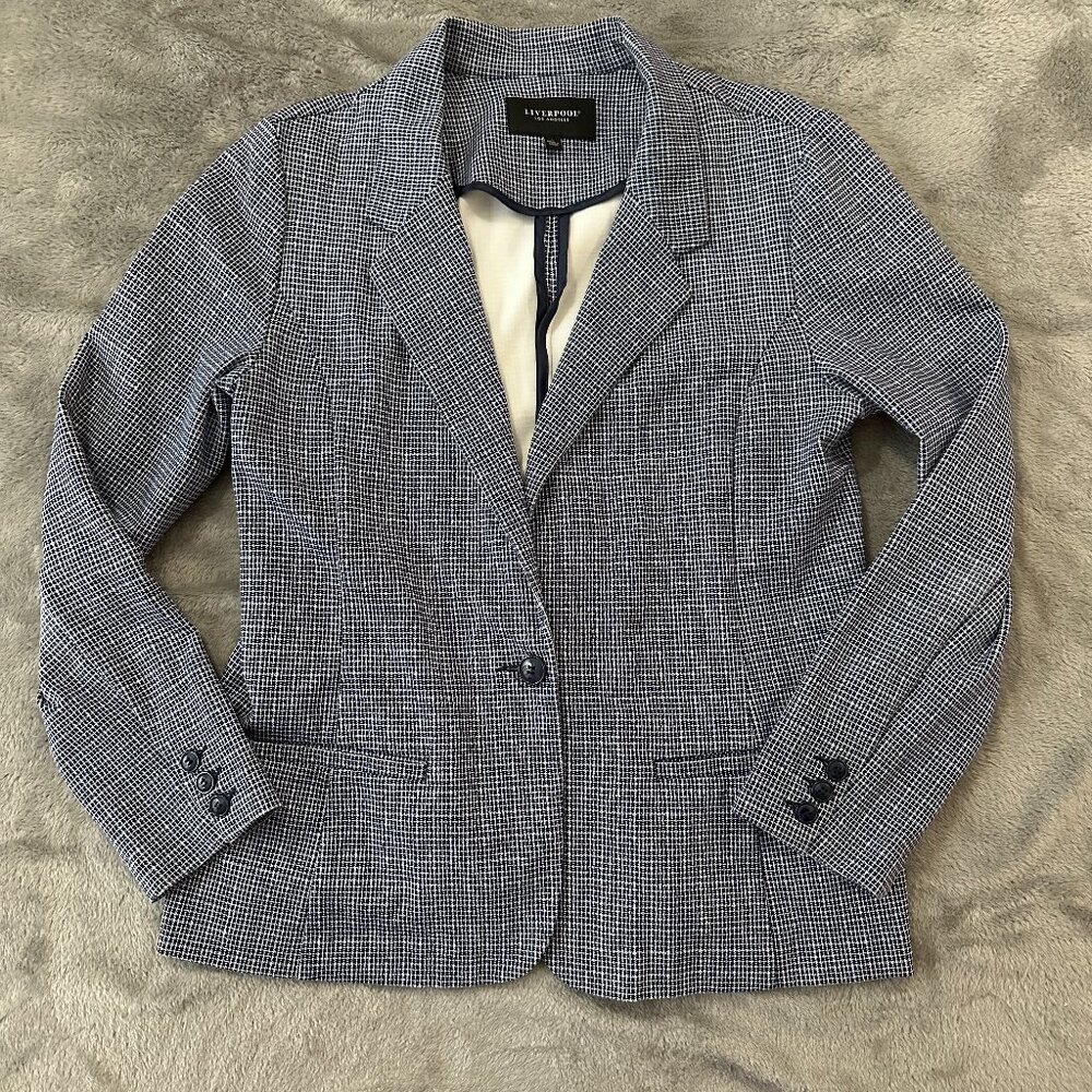 Liverpool Blue and White Checkered Blazer